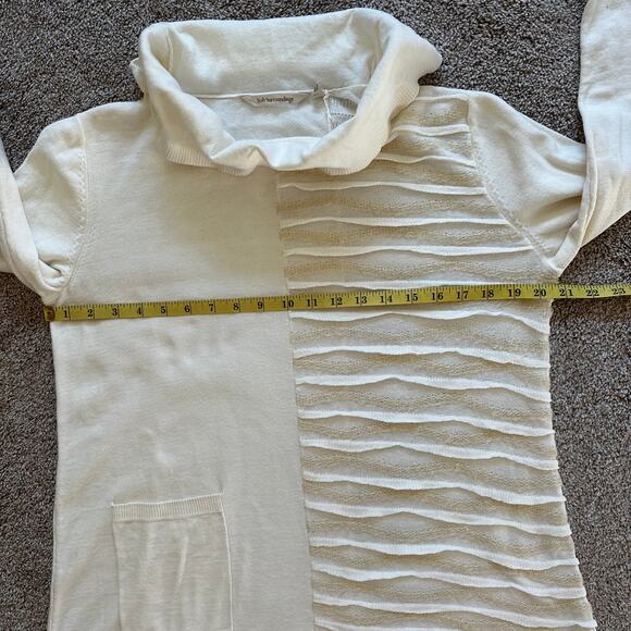Soft Surroundings Sweater Tunic Cowl Neck Cotton Ruffle Ivory M Artsy Coastal - Picture 8 of 13